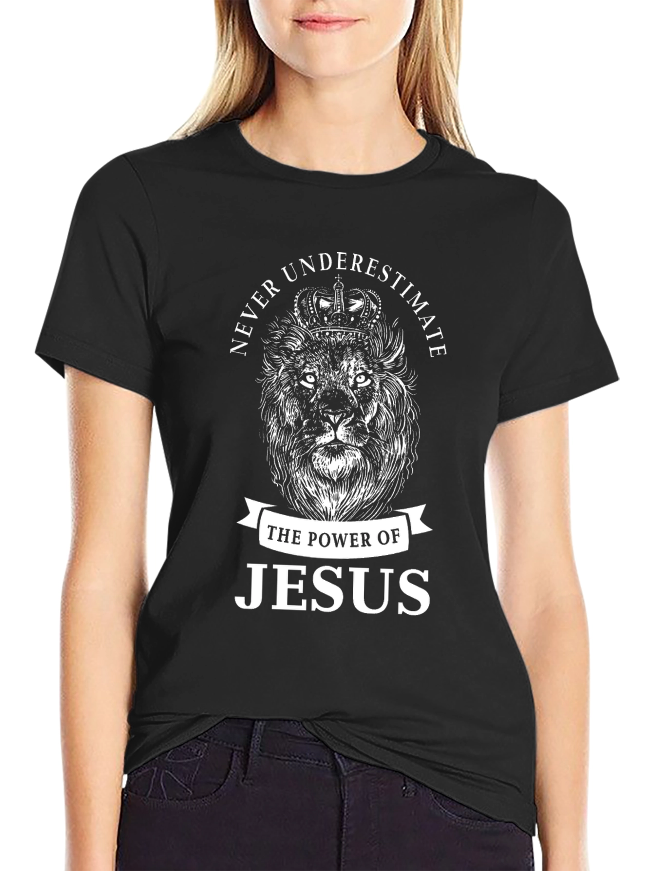 Never Underestimate Jesus Lion Graphic Tee