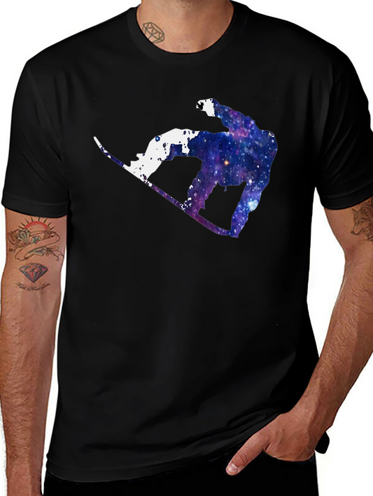 Galaxy Snowboarder Graphic Tee - Cosmic Style