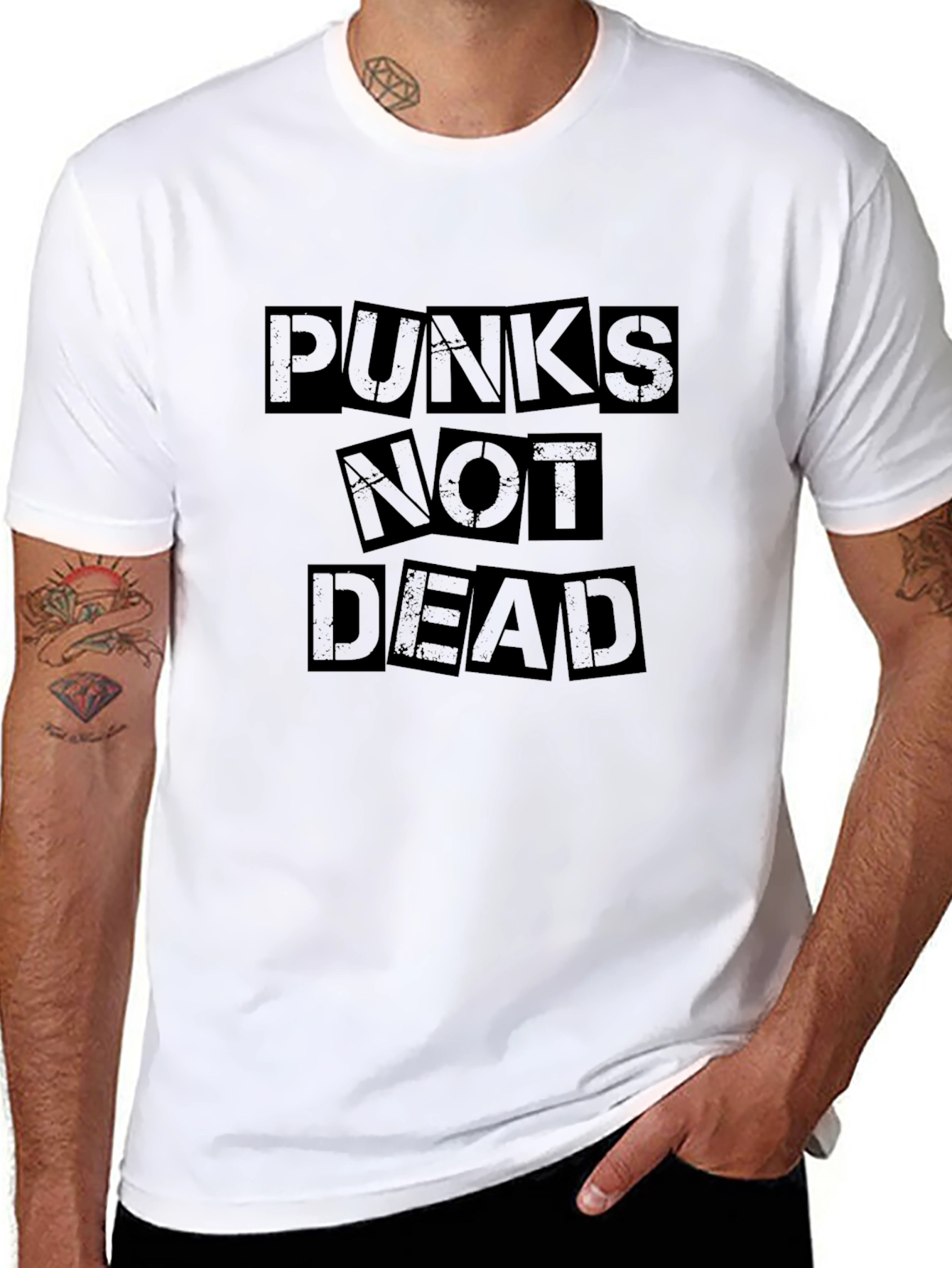 Punks Not Dead Graphic Tee - Black Cotton Blend