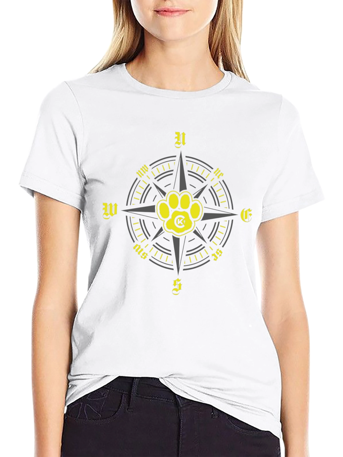 Compass Paw Print Graphic T-Shirt