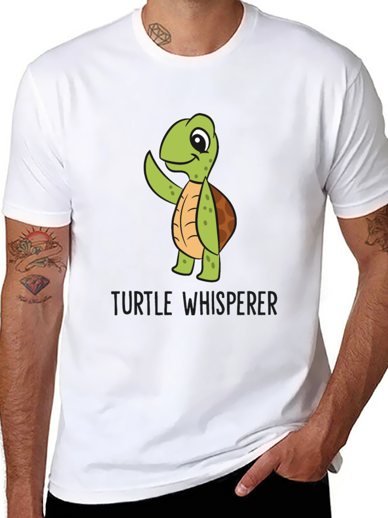 Turtle Whisperer Graphic Tee - Black Cotton T-Shirt