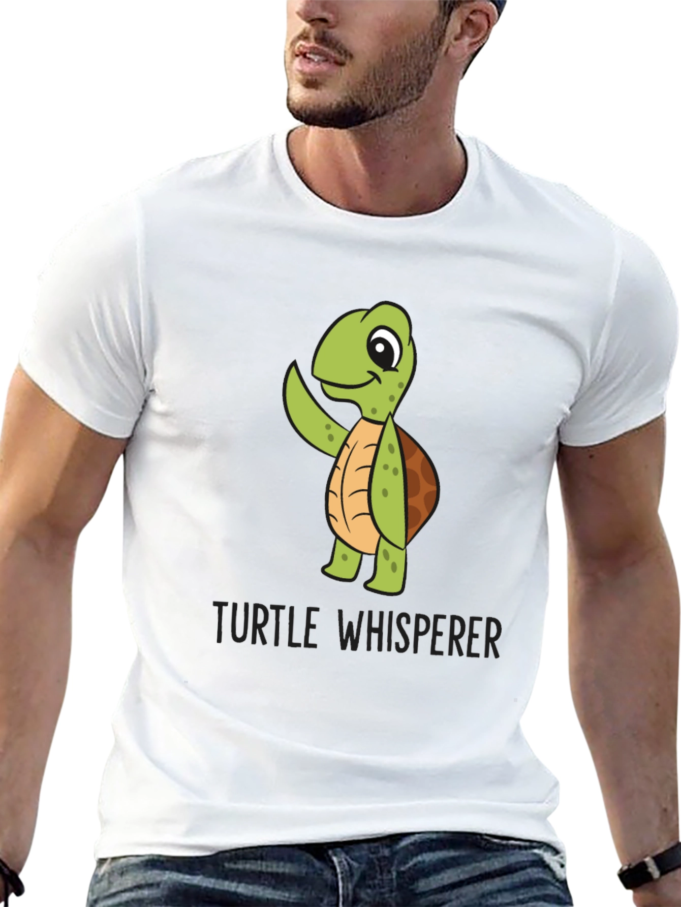 Turtle Whisperer Graphic Tee - Black Cotton T-Shirt