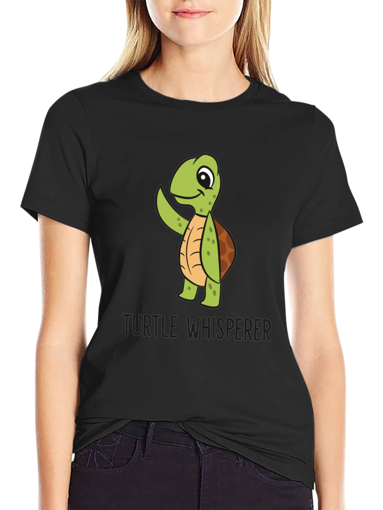 Turtle Whisperer Graphic Tee - Black Cotton T-Shirt