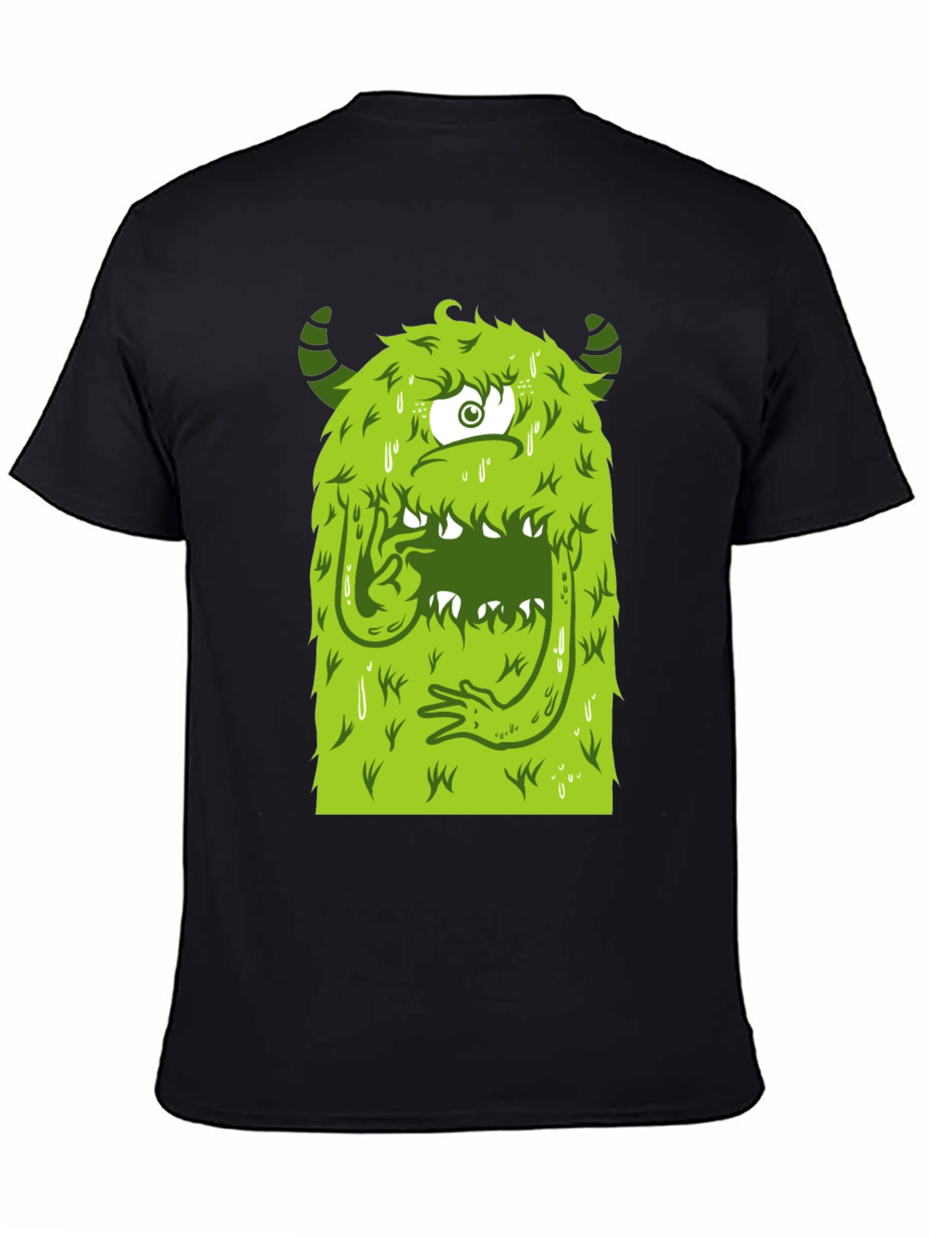Monster Graphic Tee - Black Cotton T-Shirt