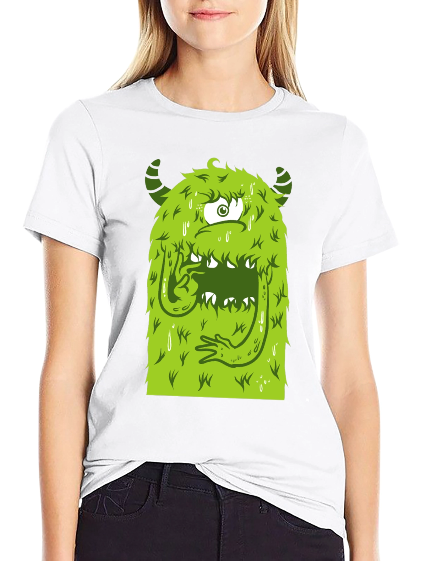Monster Graphic Tee - Black Cotton T-Shirt