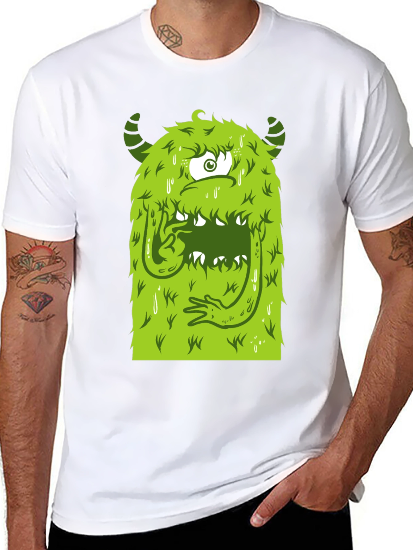 Monster Graphic Tee - Black Cotton T-Shirt