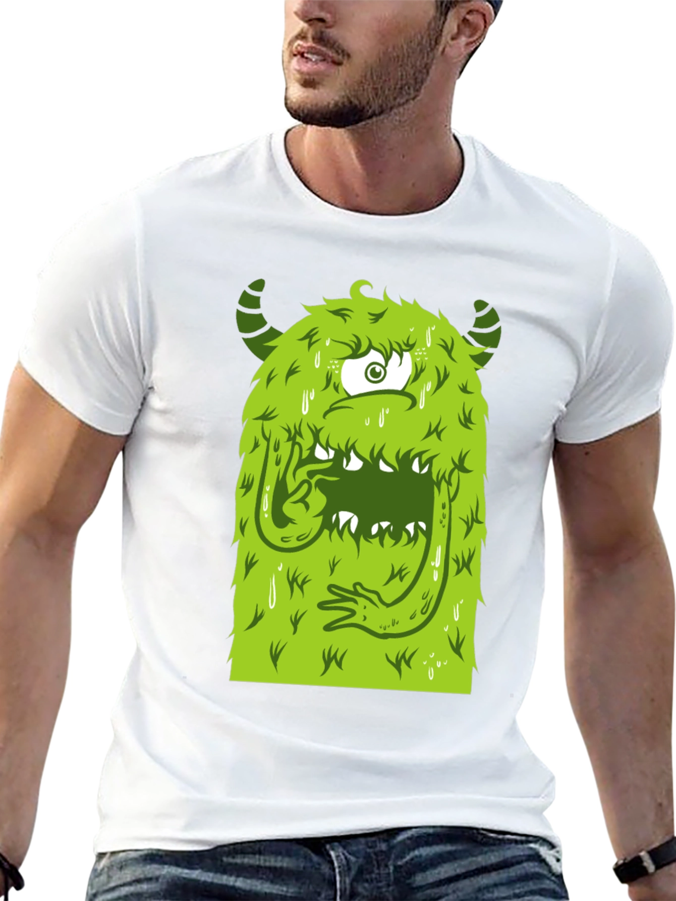 Monster Graphic Tee - Black Cotton T-Shirt