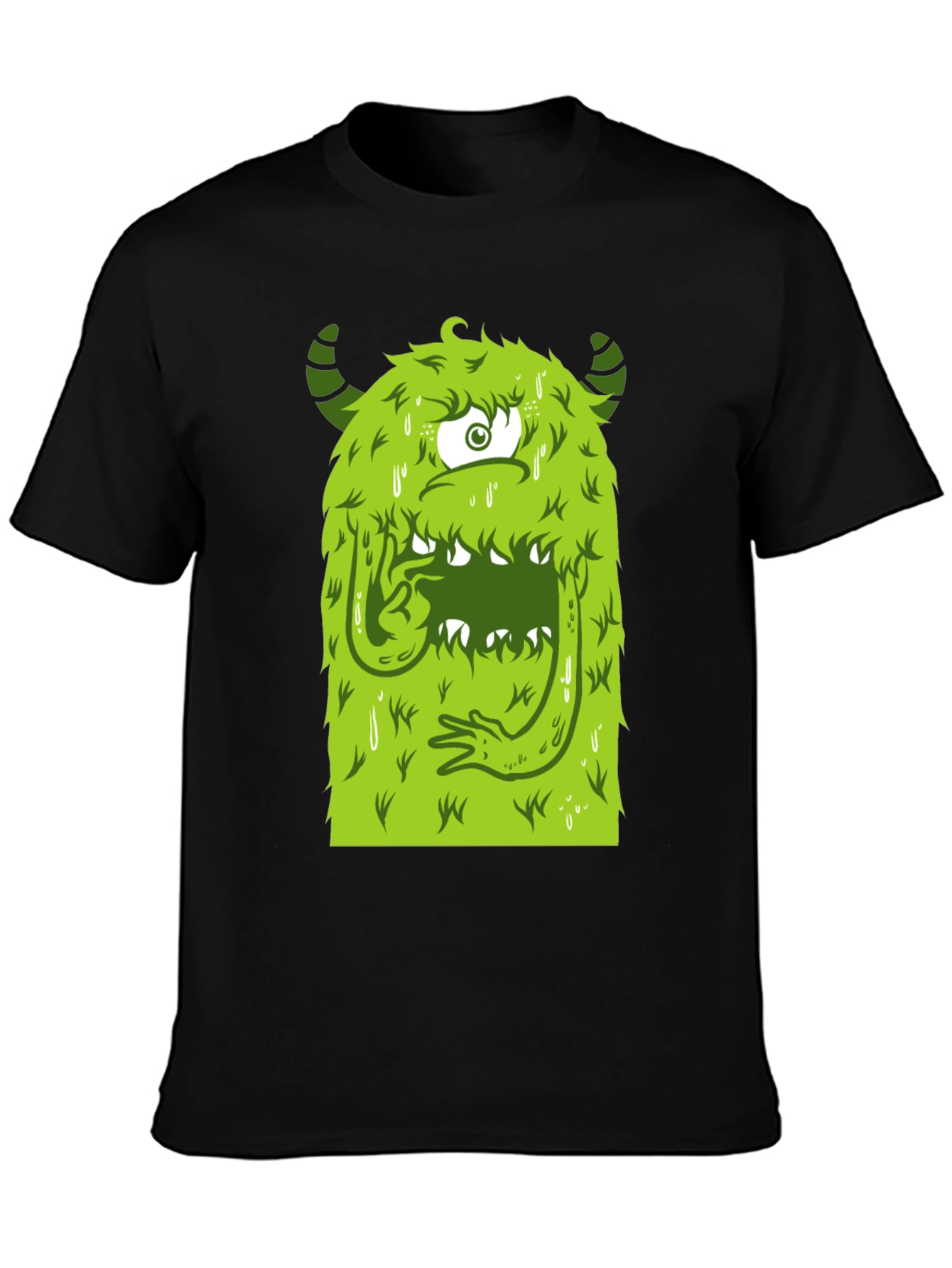 Monster Graphic Tee - Black Cotton T-Shirt