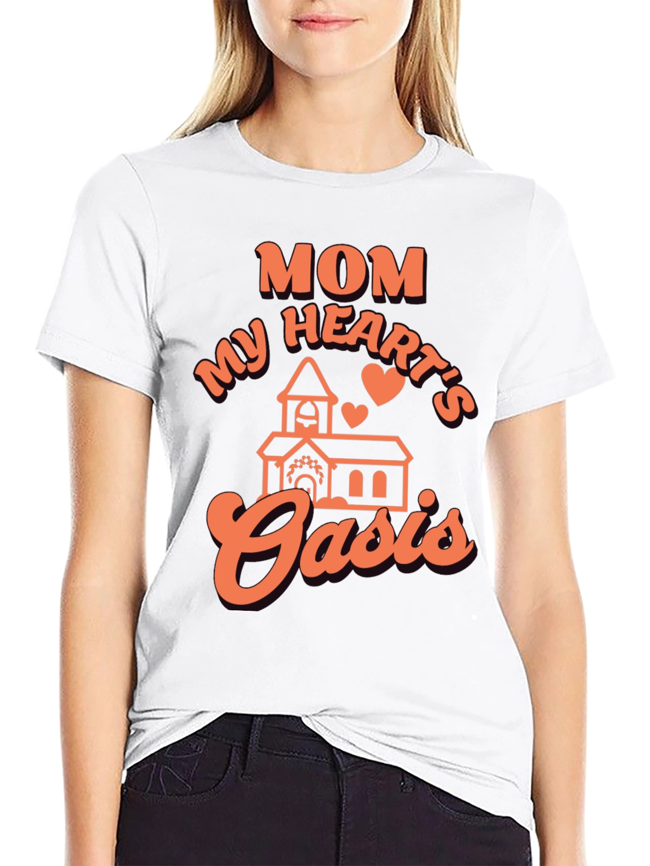 Mom My Hearts Oasis Black Graphic Tee