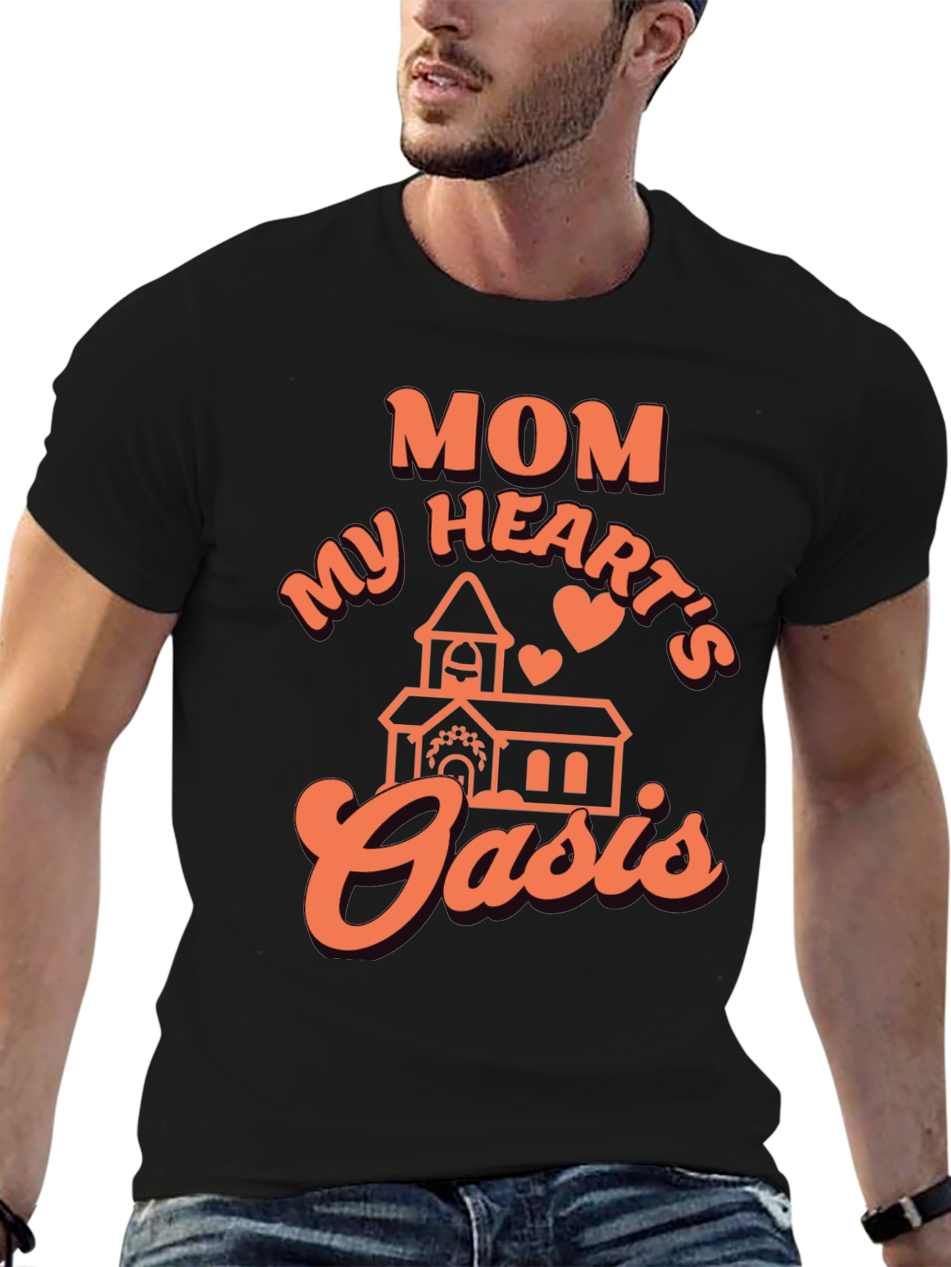 Mom My Hearts Oasis Black Graphic Tee