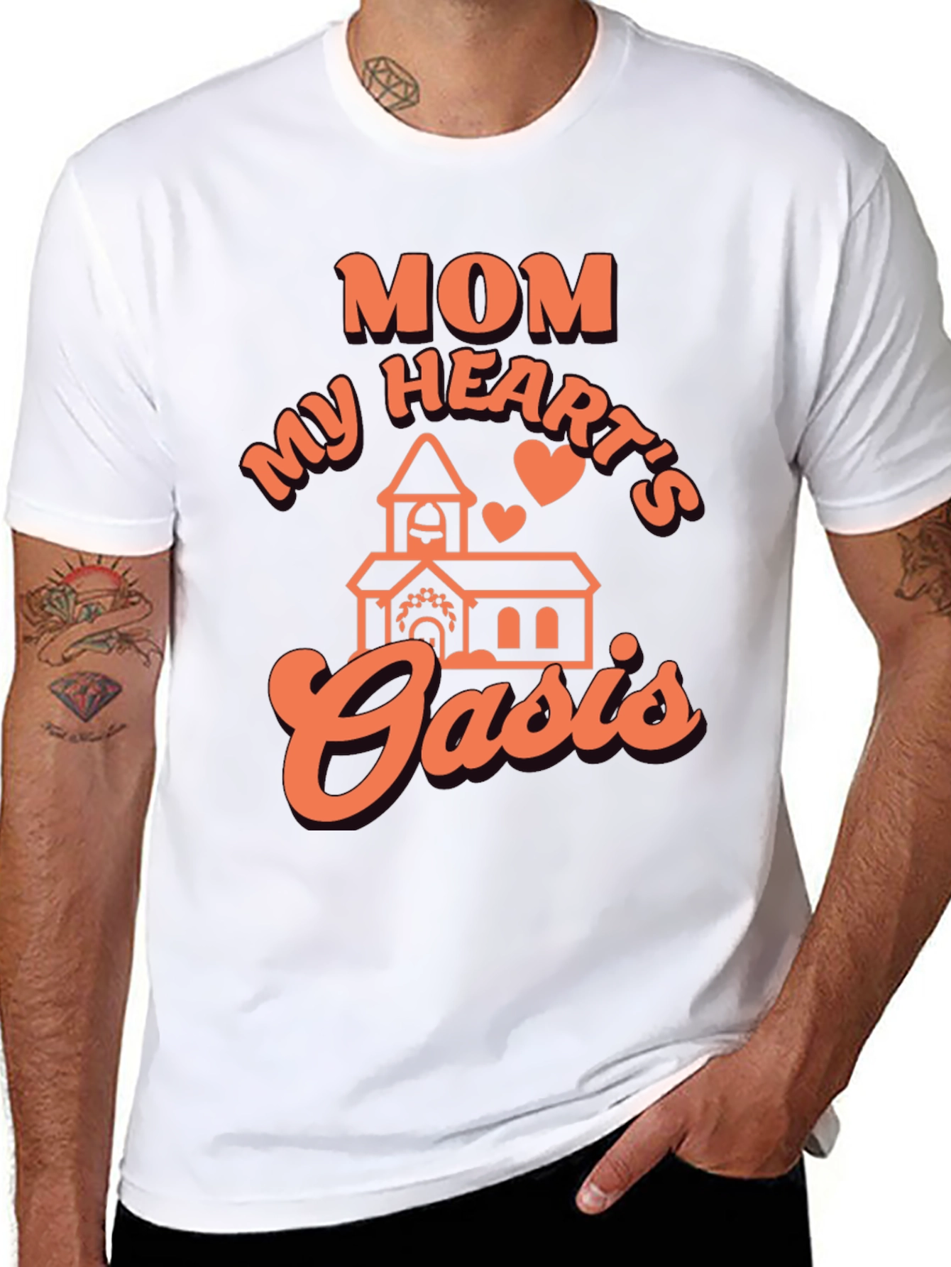 Mom My Hearts Oasis Black Graphic Tee