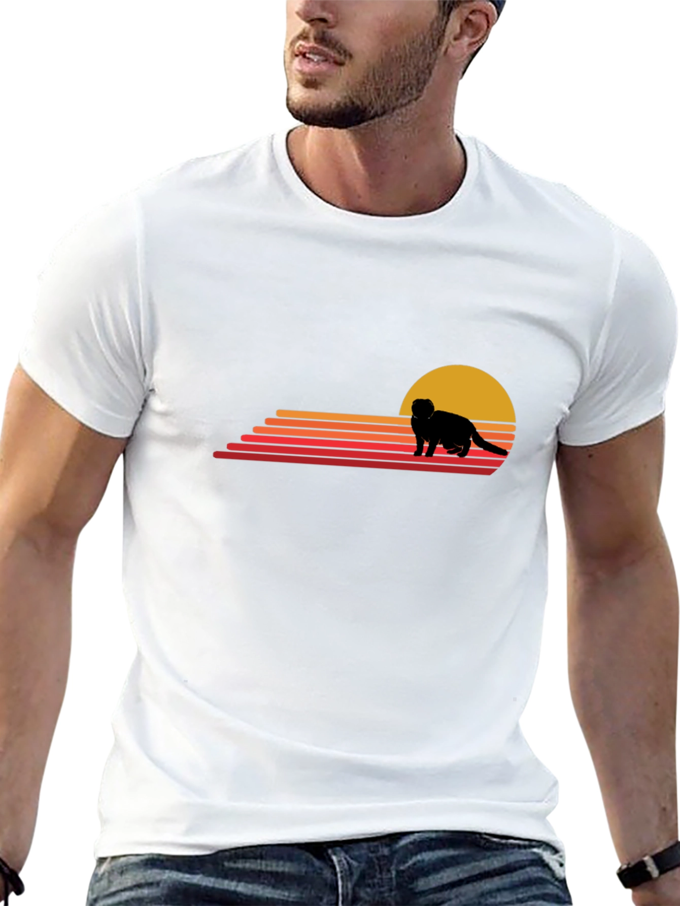 Retro Ferret Sunset Graphic T-Shirt