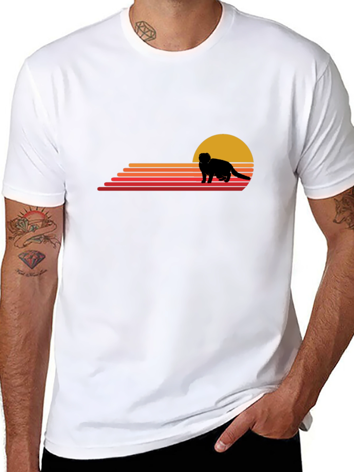 Retro Ferret Sunset Graphic T-Shirt
