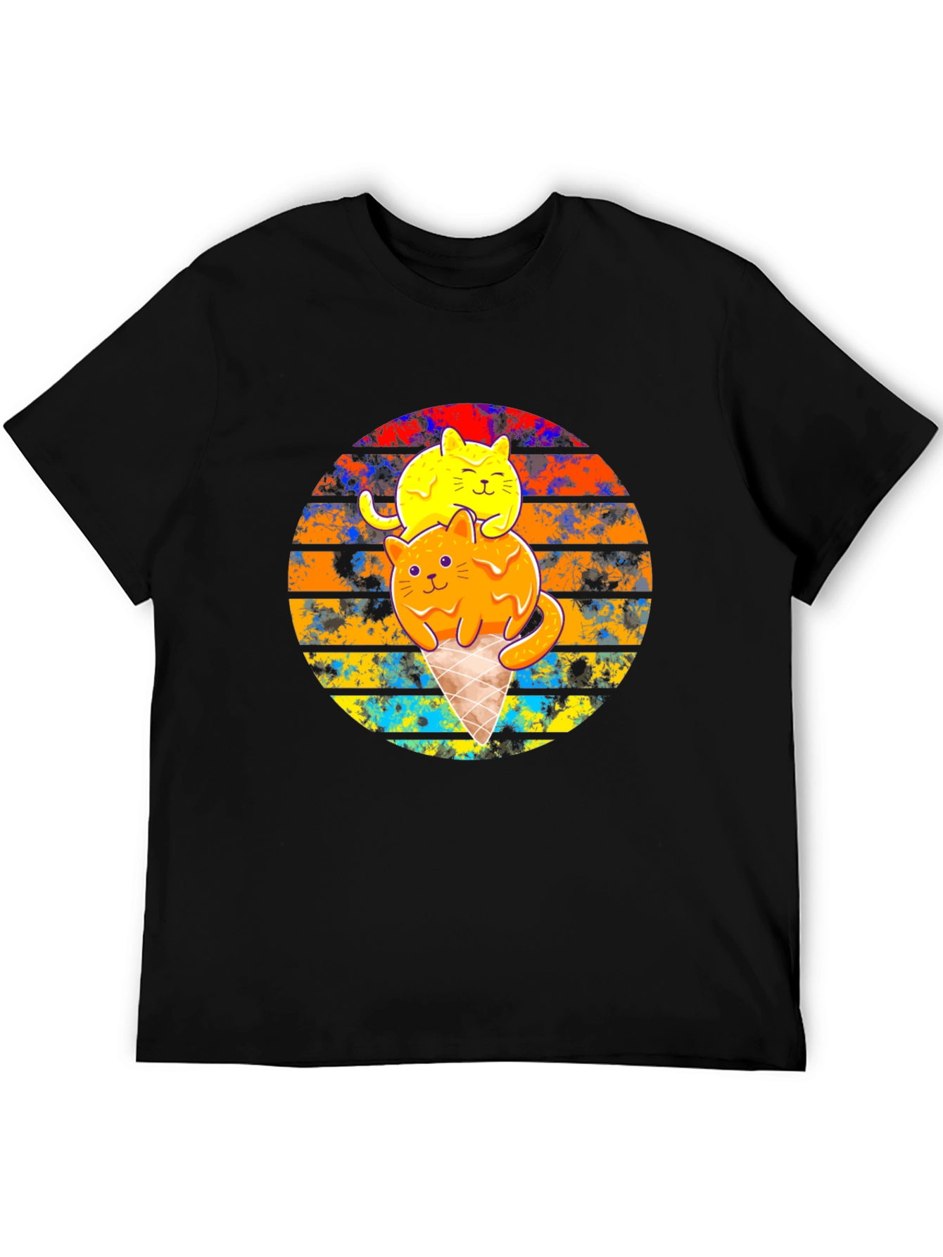 Cool Cats Ice Cream Cone Black T-Shirt
