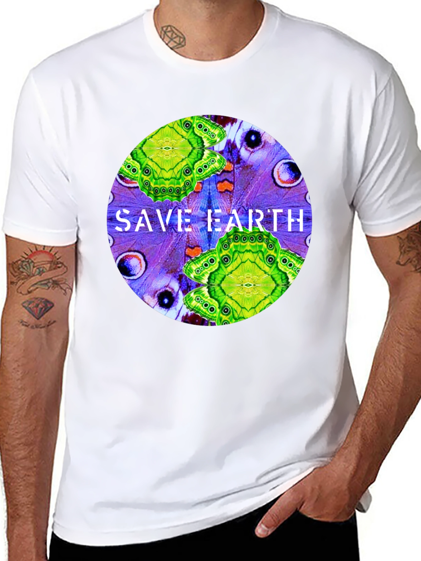 Save Earth T-Shirt: Butterfly Design Eco-Friendly