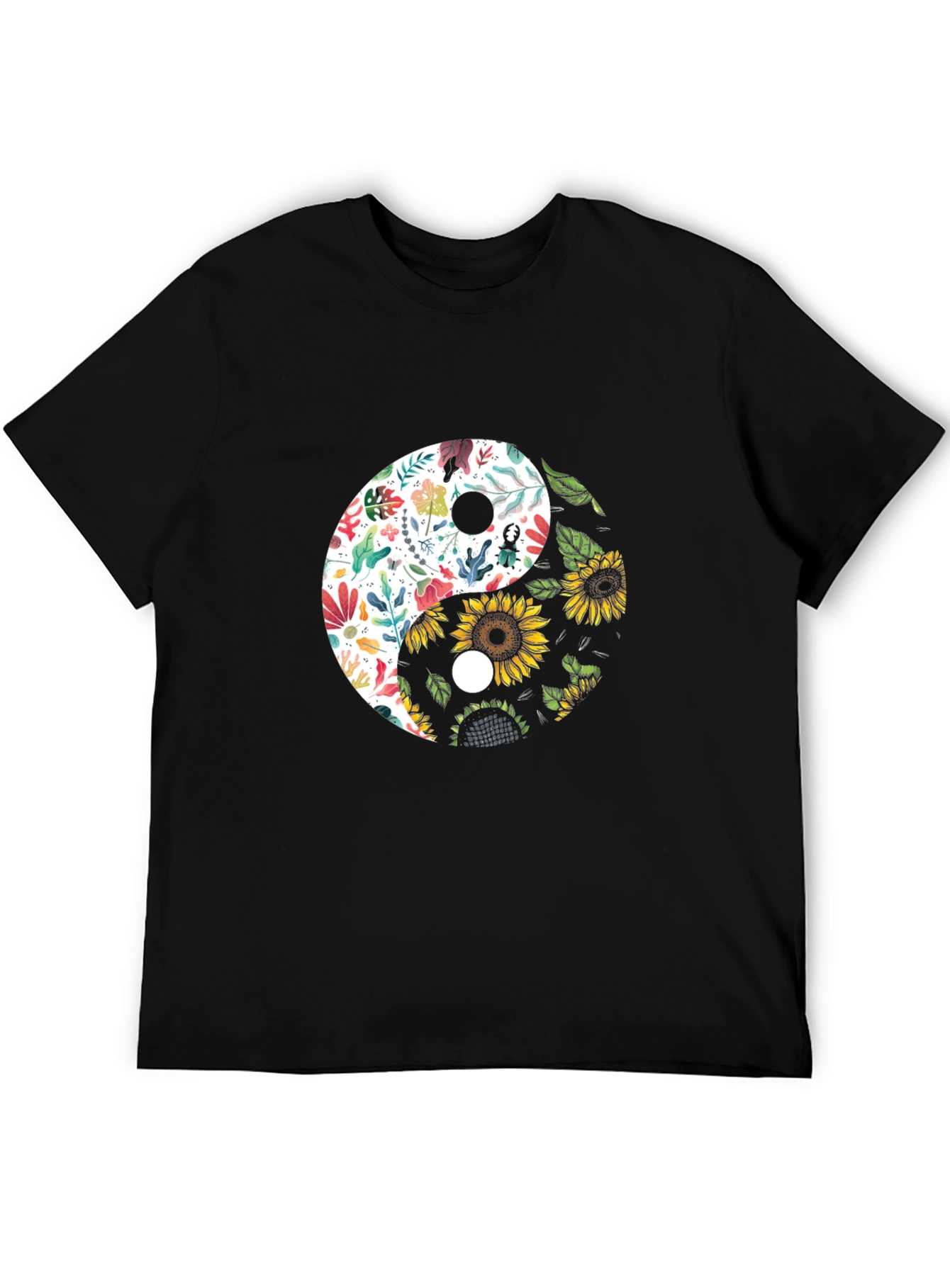Yin Yang Floral Sunflower Graphic Tee