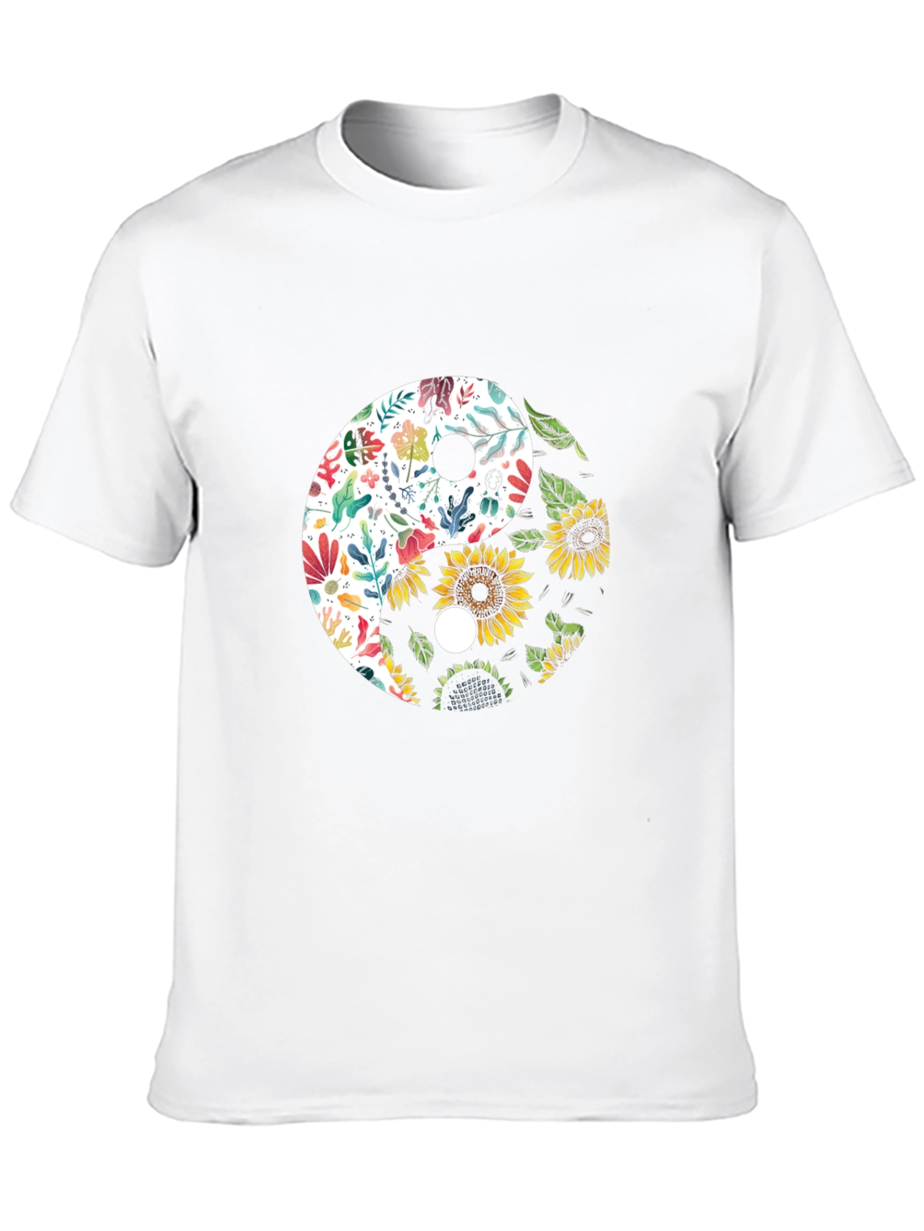 Yin Yang Floral Sunflower Graphic Tee