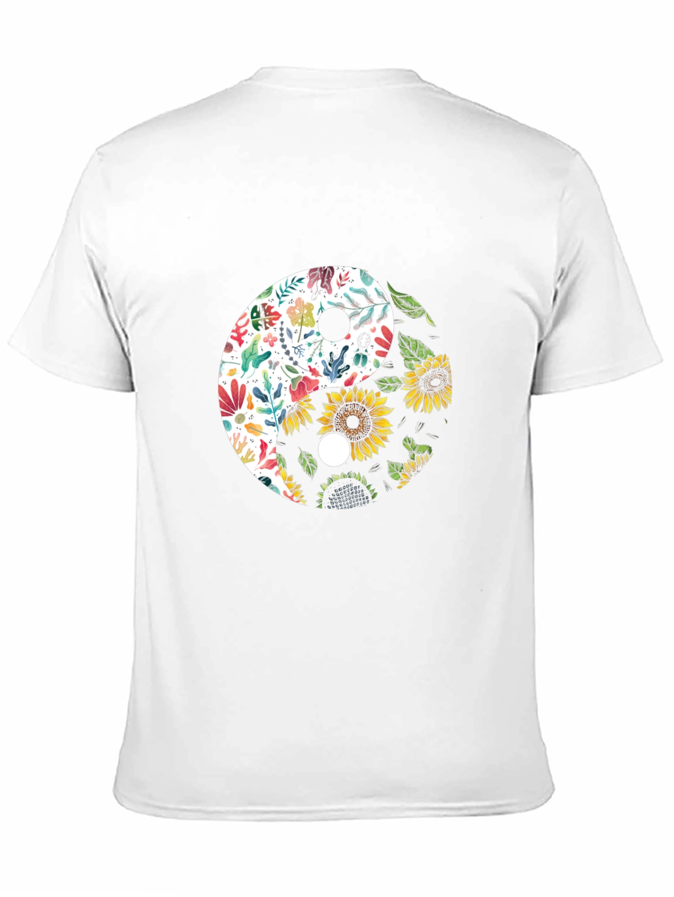 Yin Yang Floral Sunflower Graphic Tee
