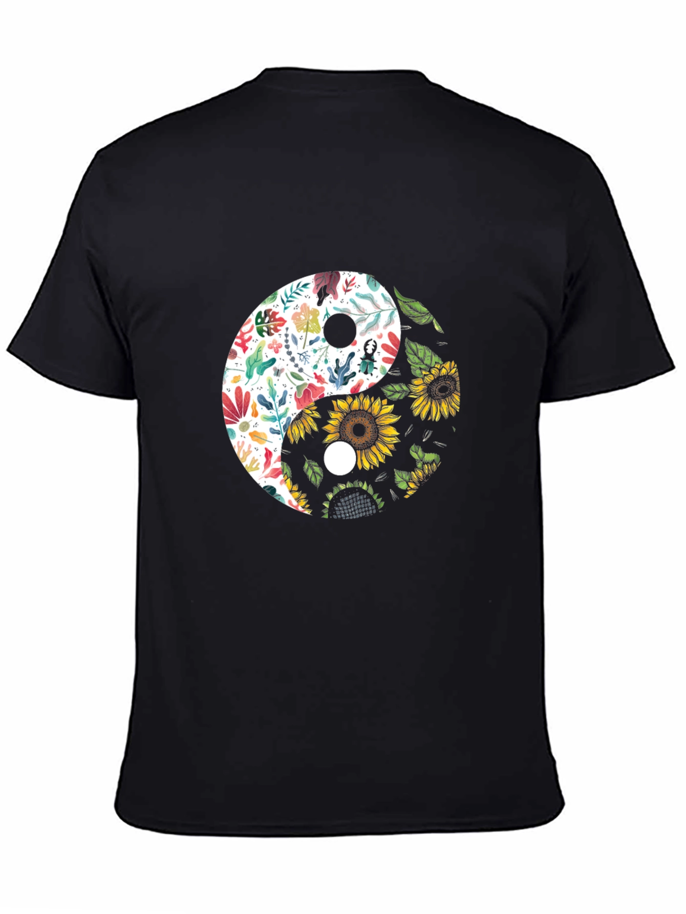 Yin Yang Floral Sunflower Graphic Tee