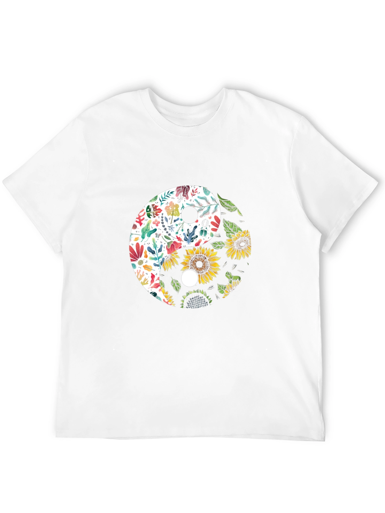 Yin Yang Floral Sunflower Graphic Tee