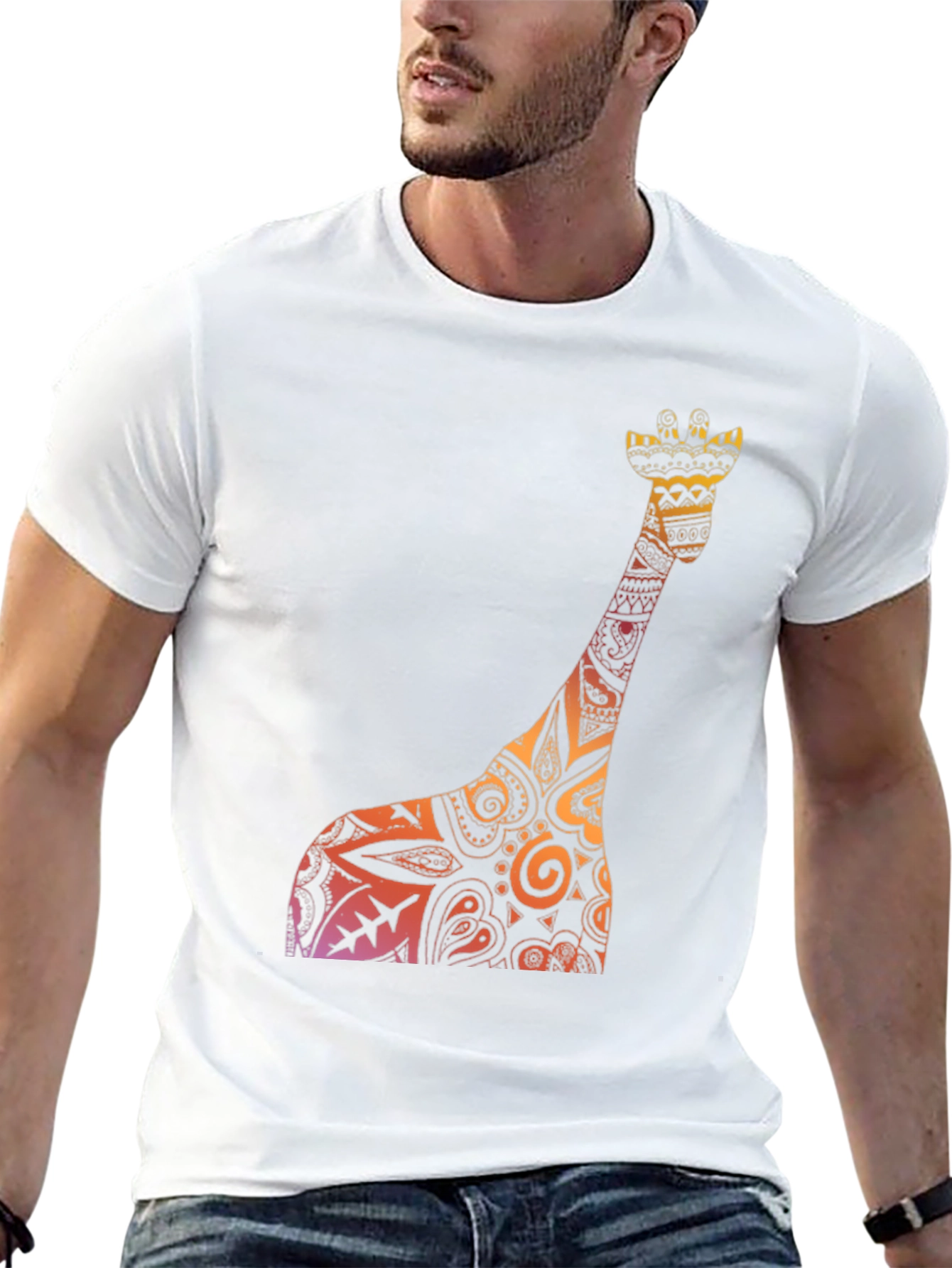 Giraffe Print Black Tee