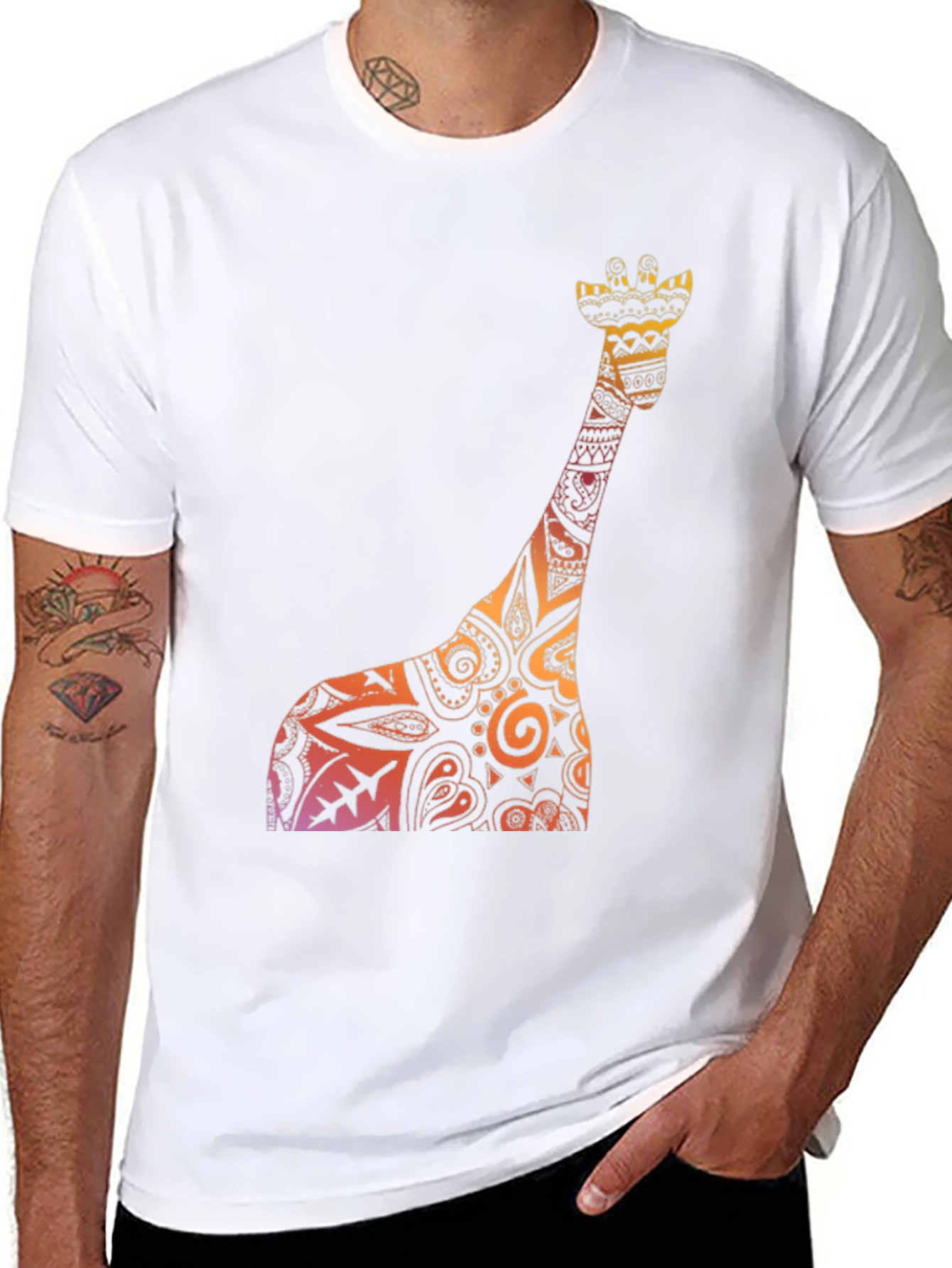 Giraffe Print Black Tee