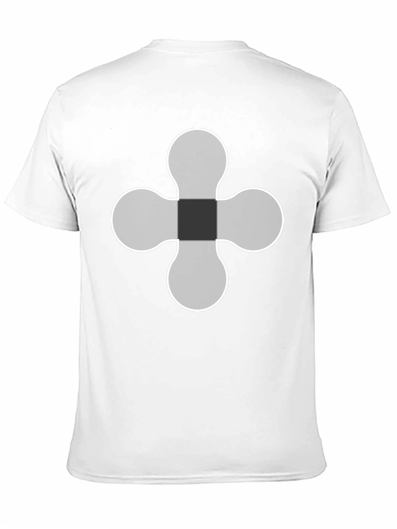 Black T-Shirt with White Four-Leaf Clover Design