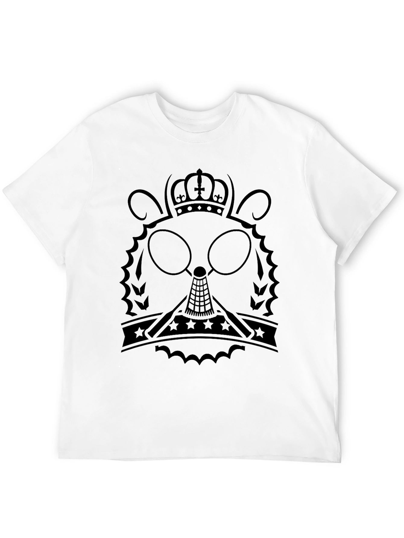 Black T-Shirt with Crowned Character Graphic