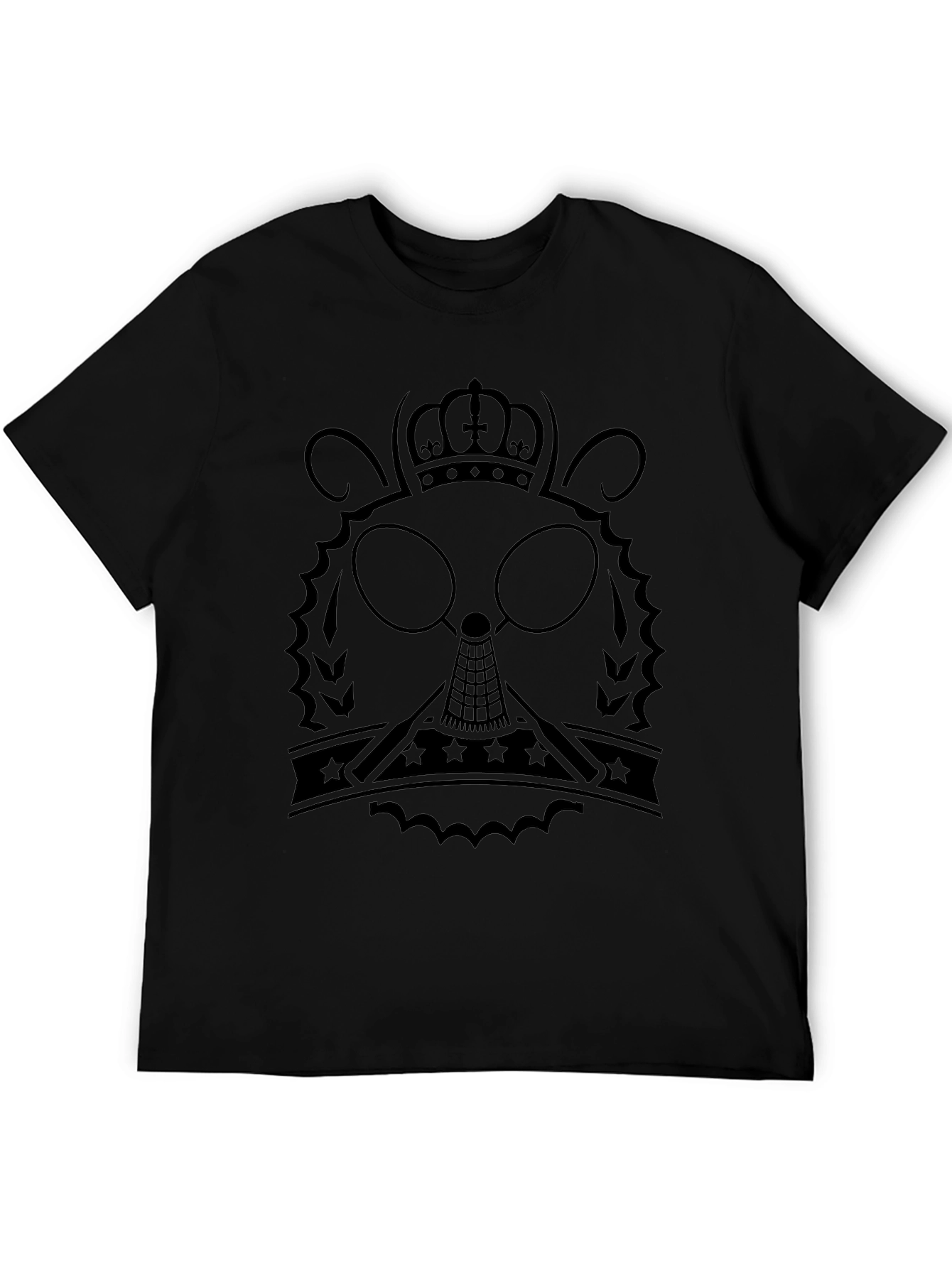 Black T-Shirt with Crowned Character Graphic