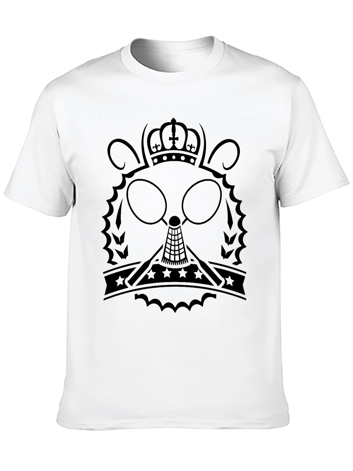 Black T-Shirt with Crowned Character Graphic