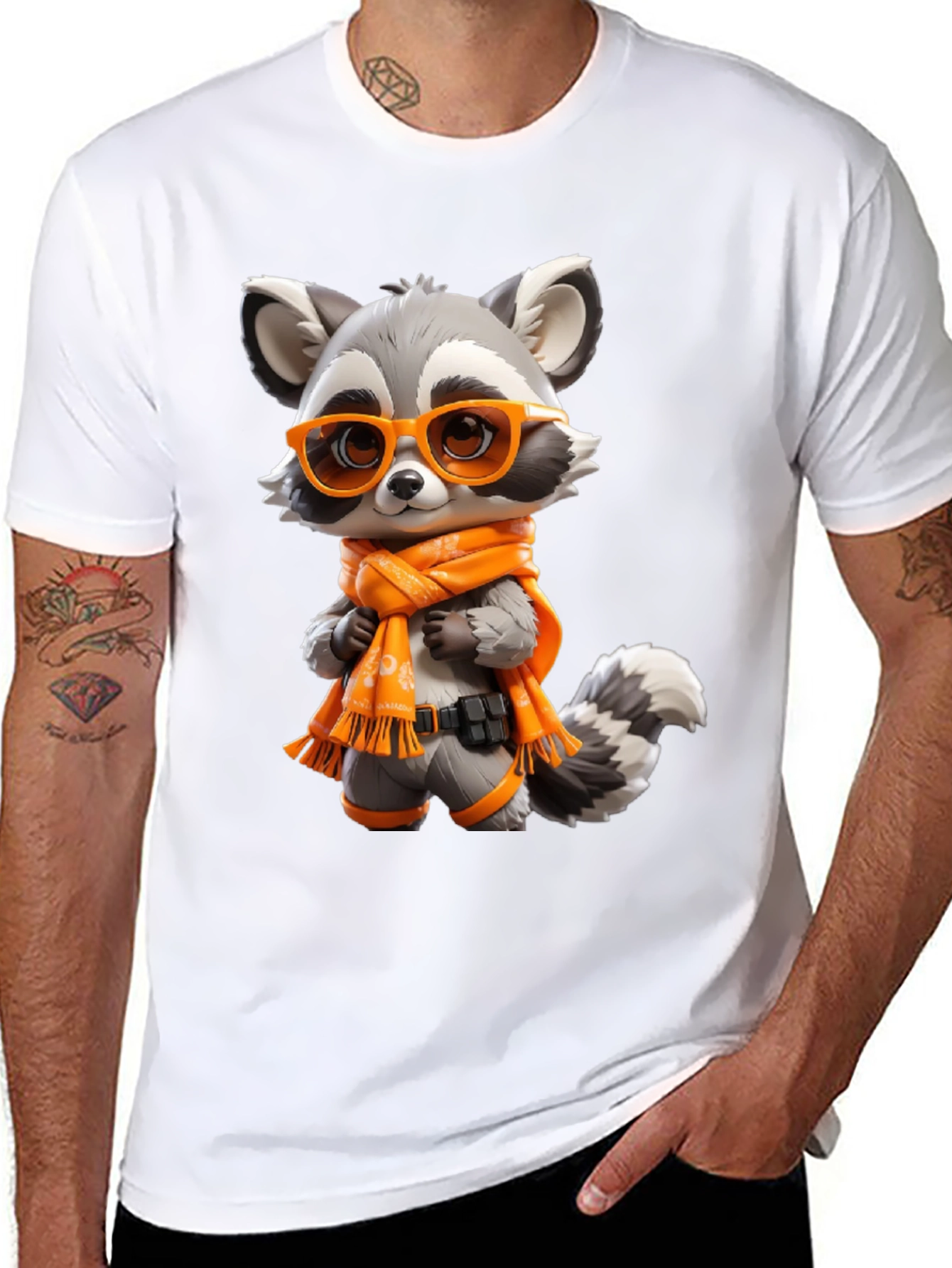 Cartoon Raccoon Graphic Tee - Unisex Black T-Shirt