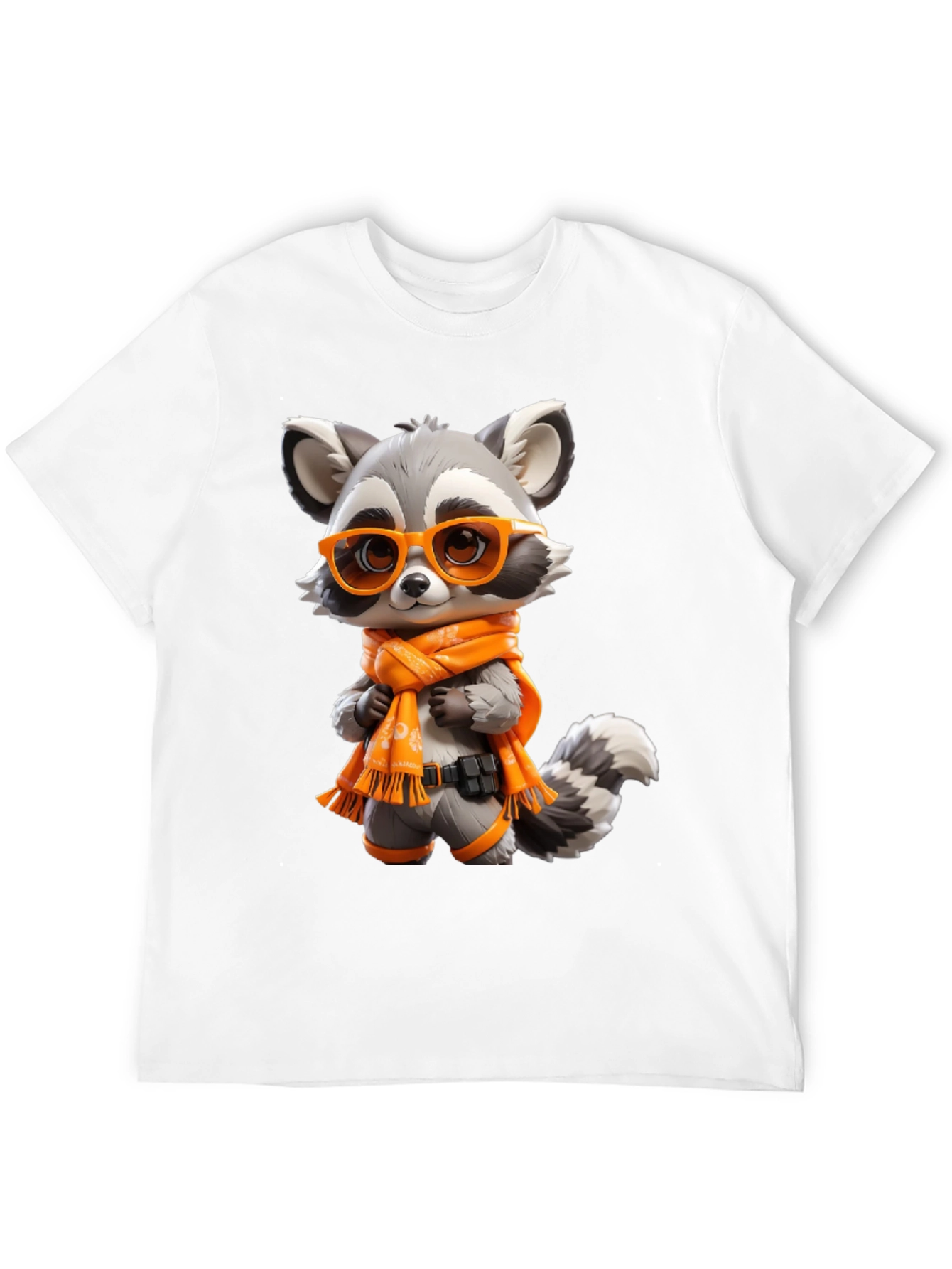 Cartoon Raccoon Graphic Tee - Unisex Black T-Shirt