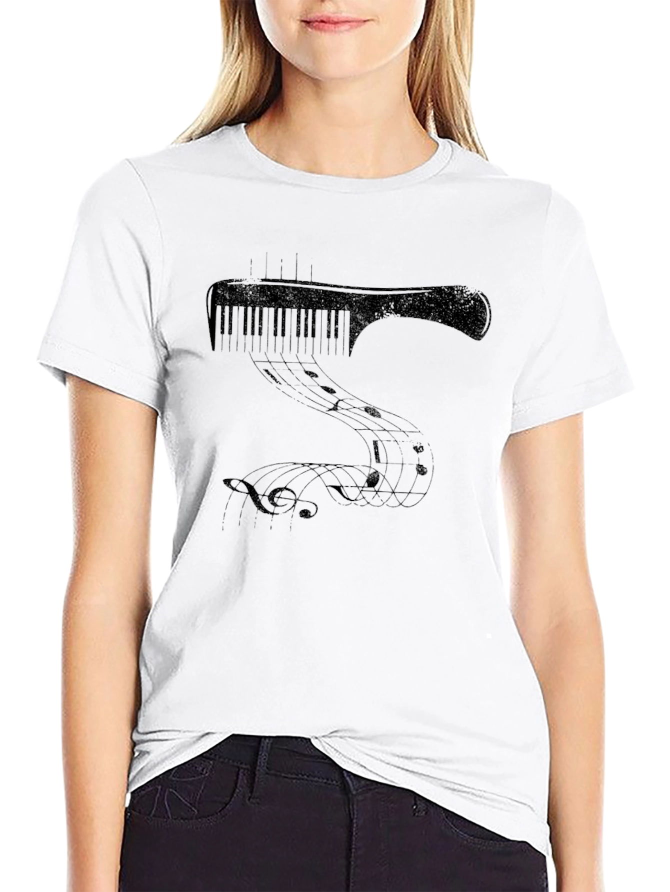 Musical Keyboard & Notes Graphic T-Shirt