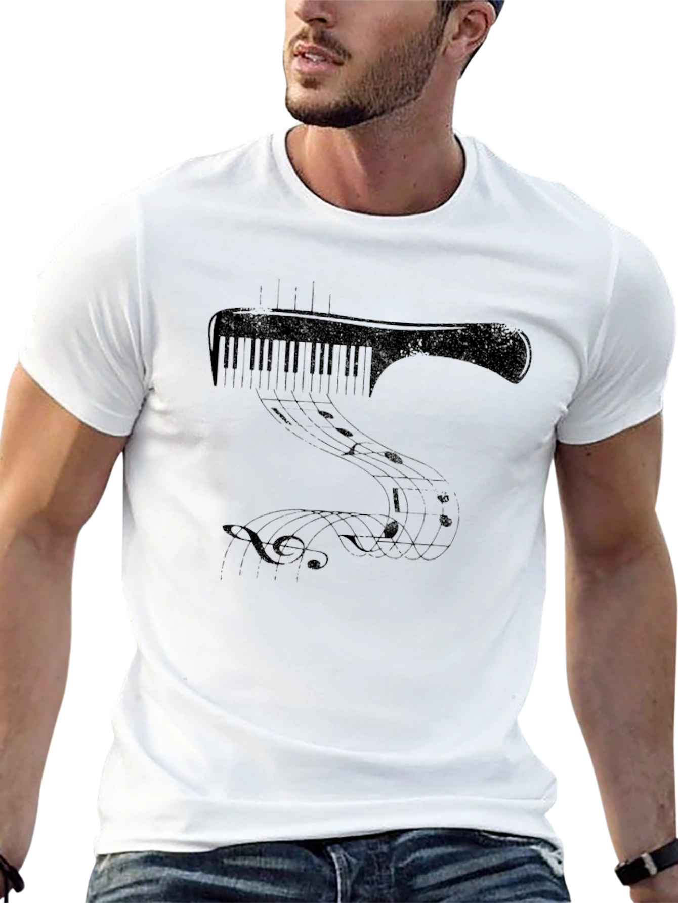 Musical Keyboard & Notes Graphic T-Shirt