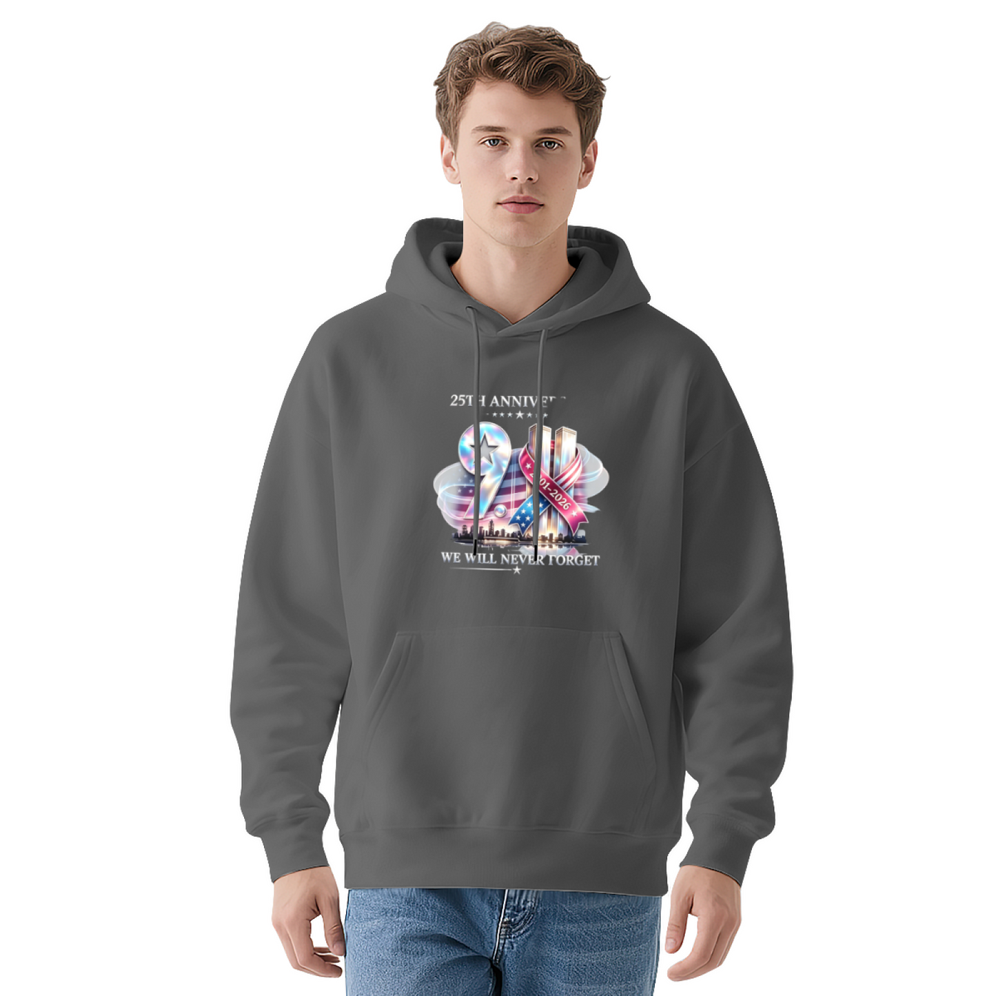 25th Anniversary We Will Never Forget 9/11 Ribbon Memorial Hoodie