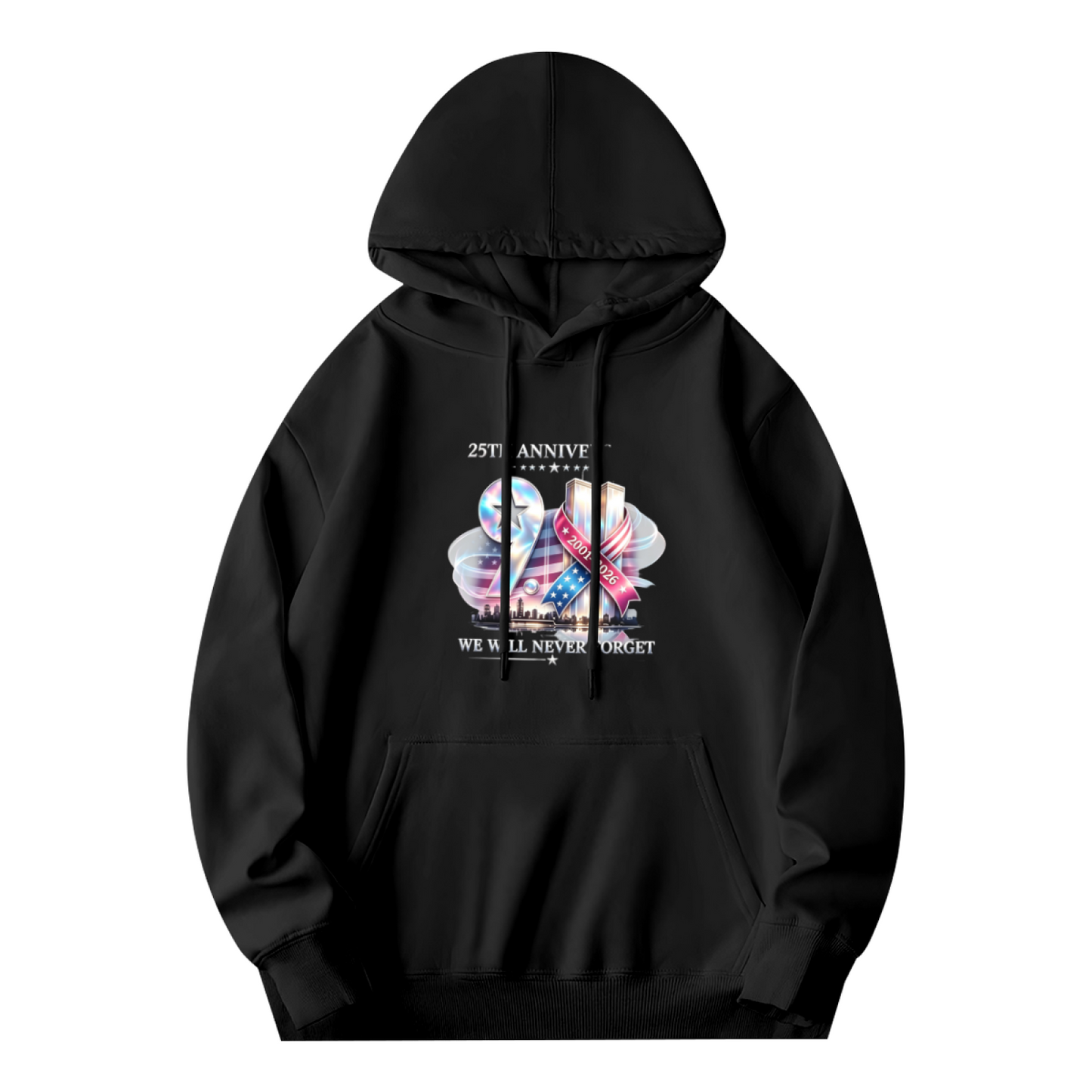 25th Anniversary We Will Never Forget 9/11 Ribbon Memorial Hoodie