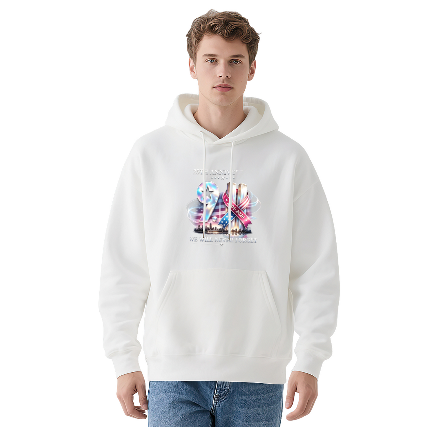 25th Anniversary We Will Never Forget 9/11 Ribbon Memorial Hoodie