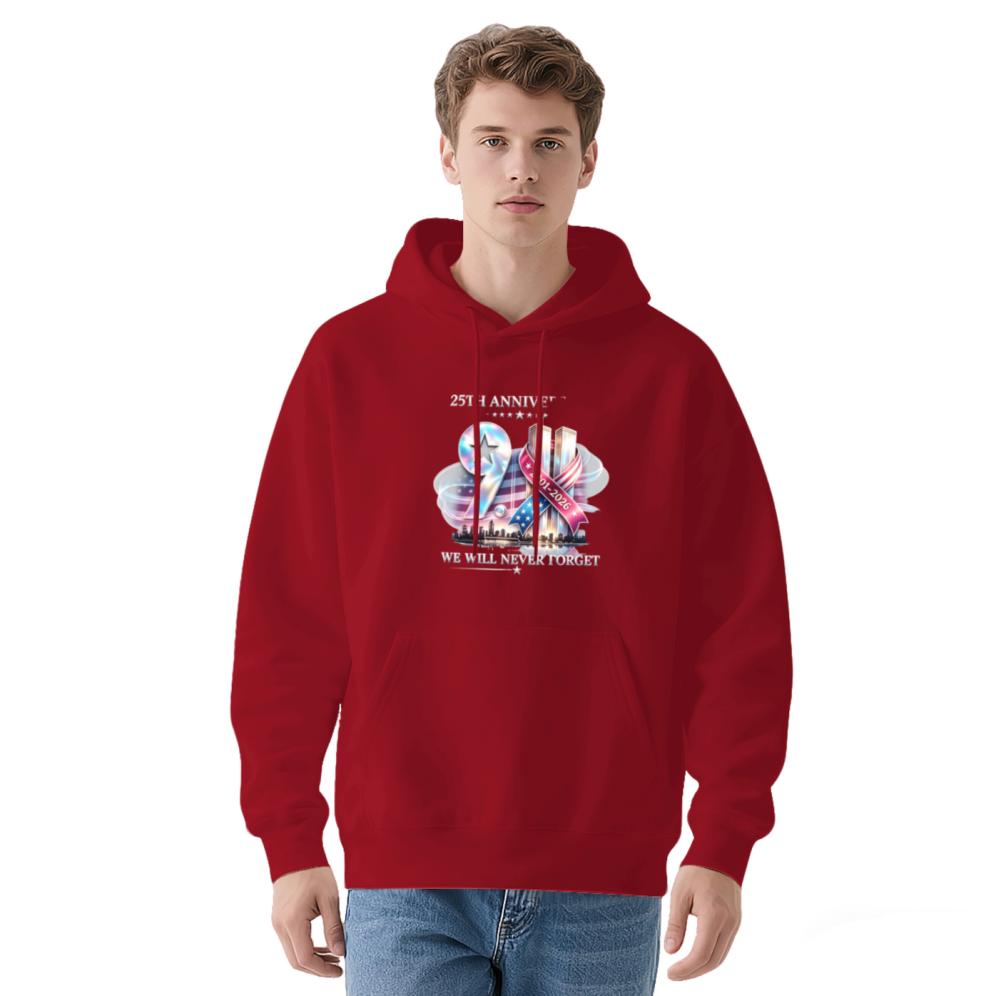 25th Anniversary We Will Never Forget 9/11 Ribbon Memorial Hoodie