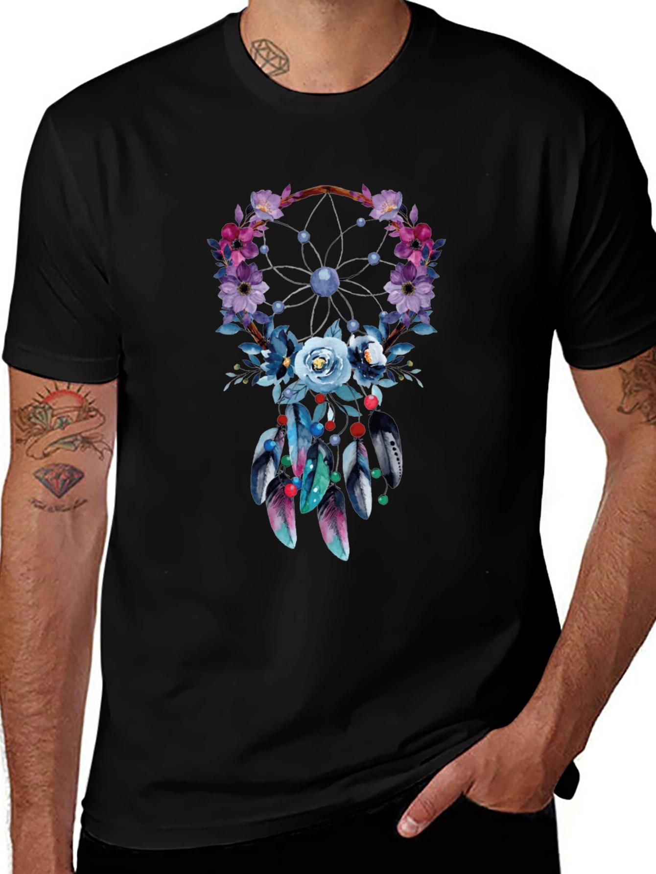 Floral Dreamcatcher Graphic Tee - Stylish Comfort