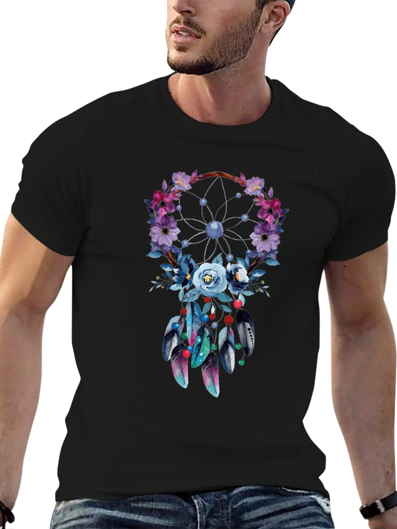Floral Dreamcatcher Graphic Tee - Stylish Comfort