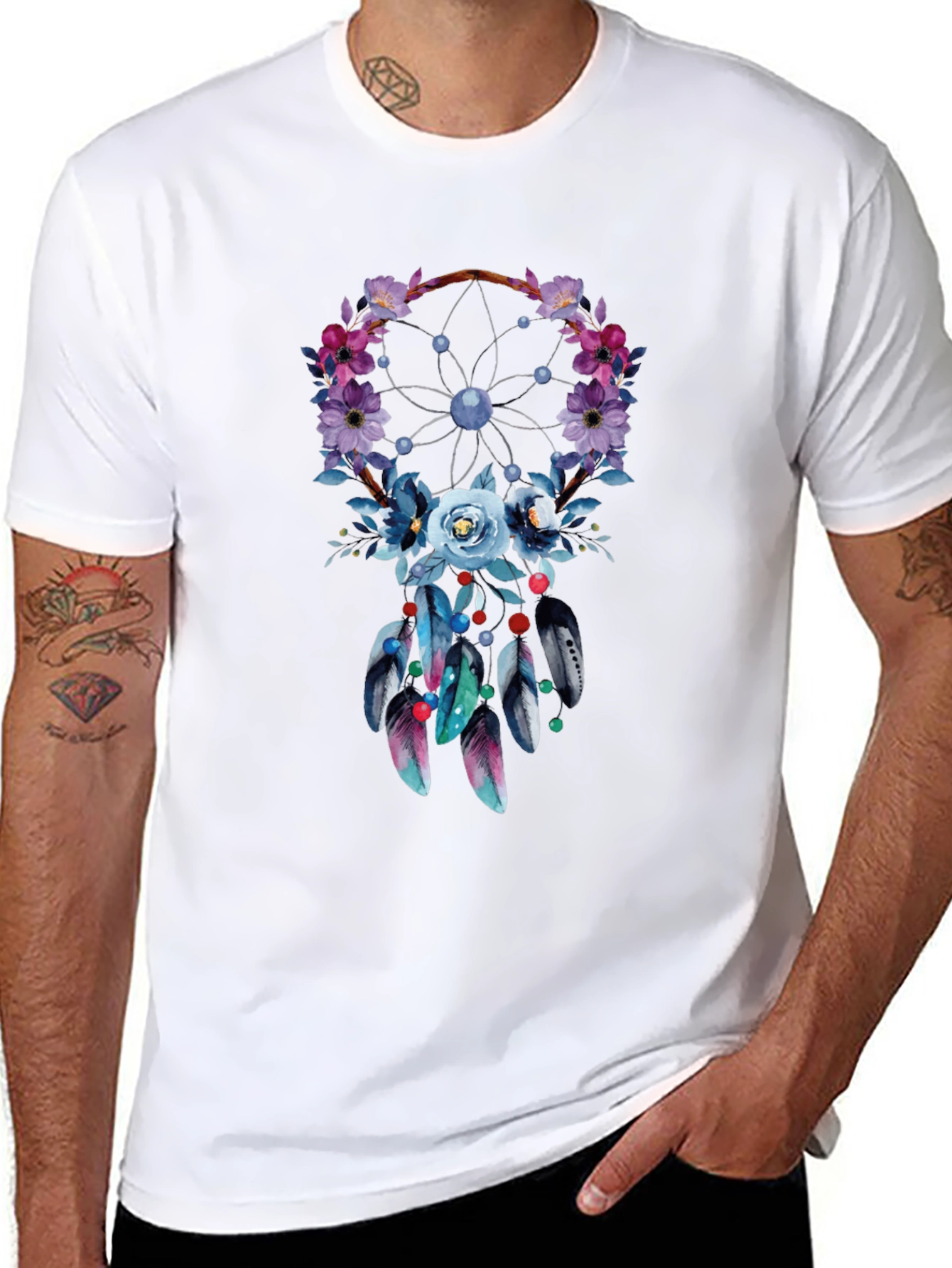 Floral Dreamcatcher Graphic Tee - Stylish Comfort