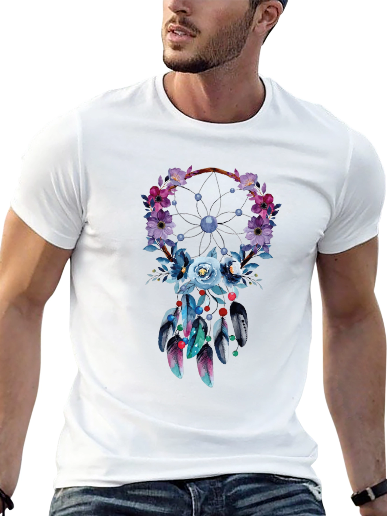 Floral Dreamcatcher Graphic Tee - Stylish Comfort