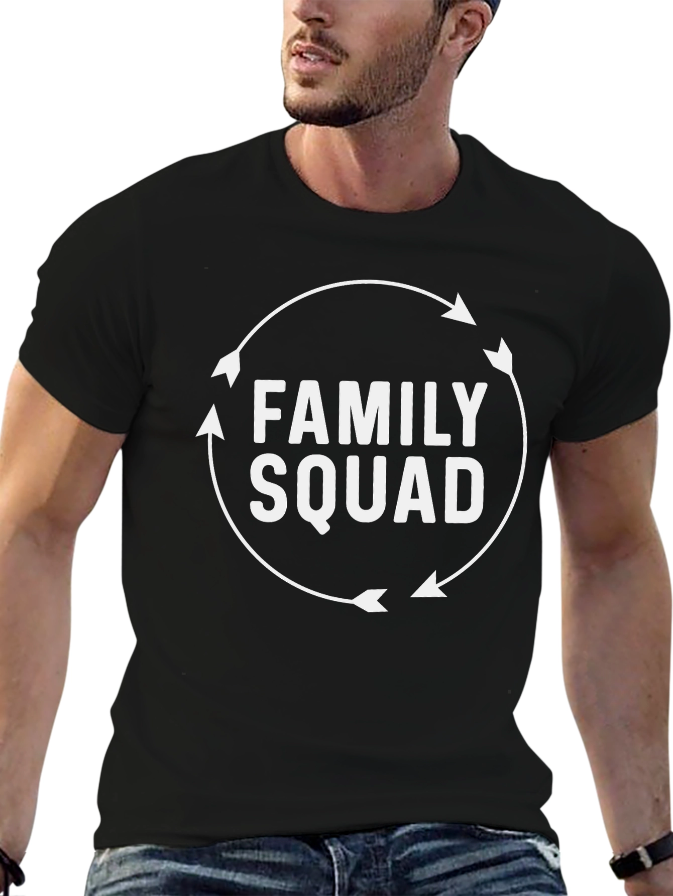 Family Squad Graphic Tee - Black Cotton Shirt