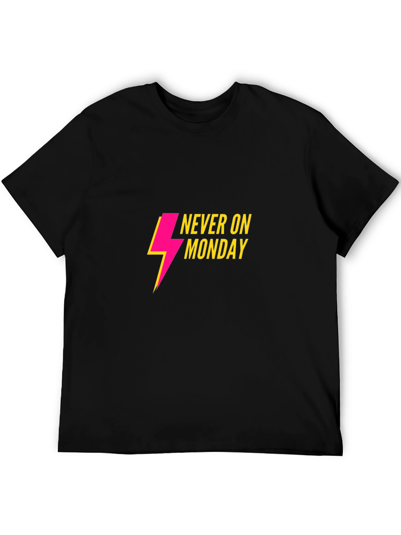 Never On Monday T-Shirt - Black Casual Tee