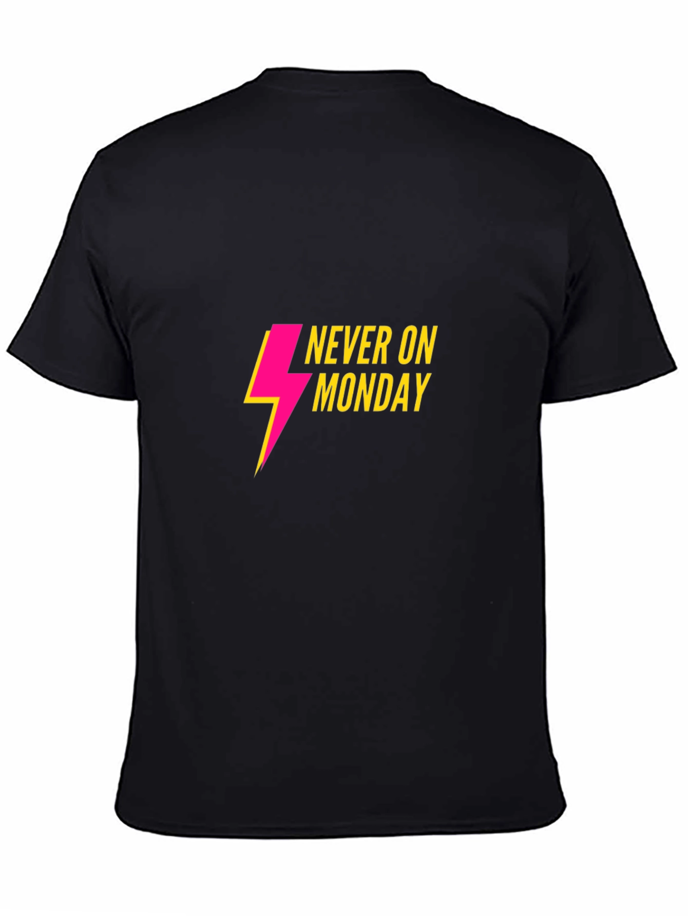 Never On Monday T-Shirt - Black Casual Tee