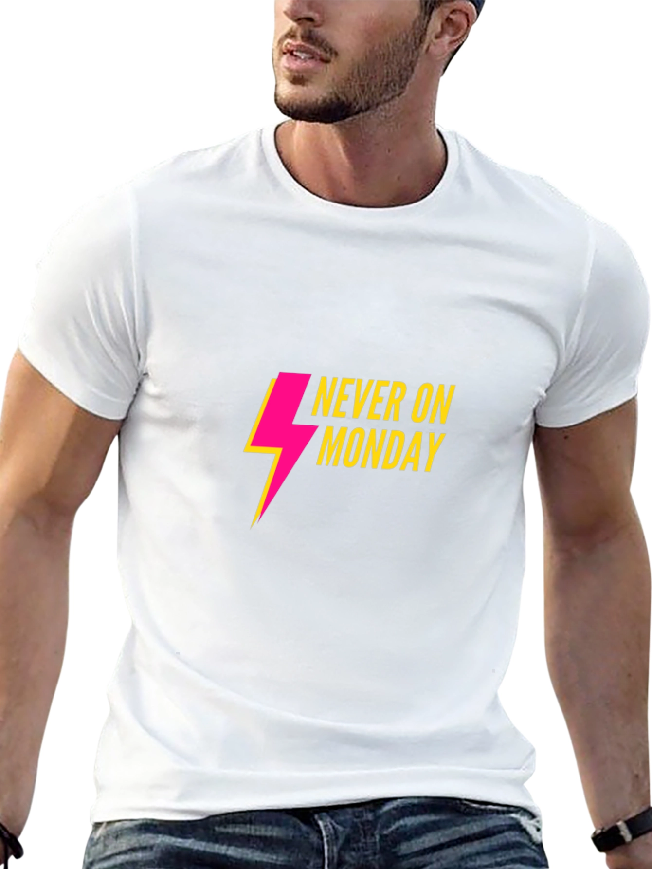 Never On Monday T-Shirt - Black Casual Tee