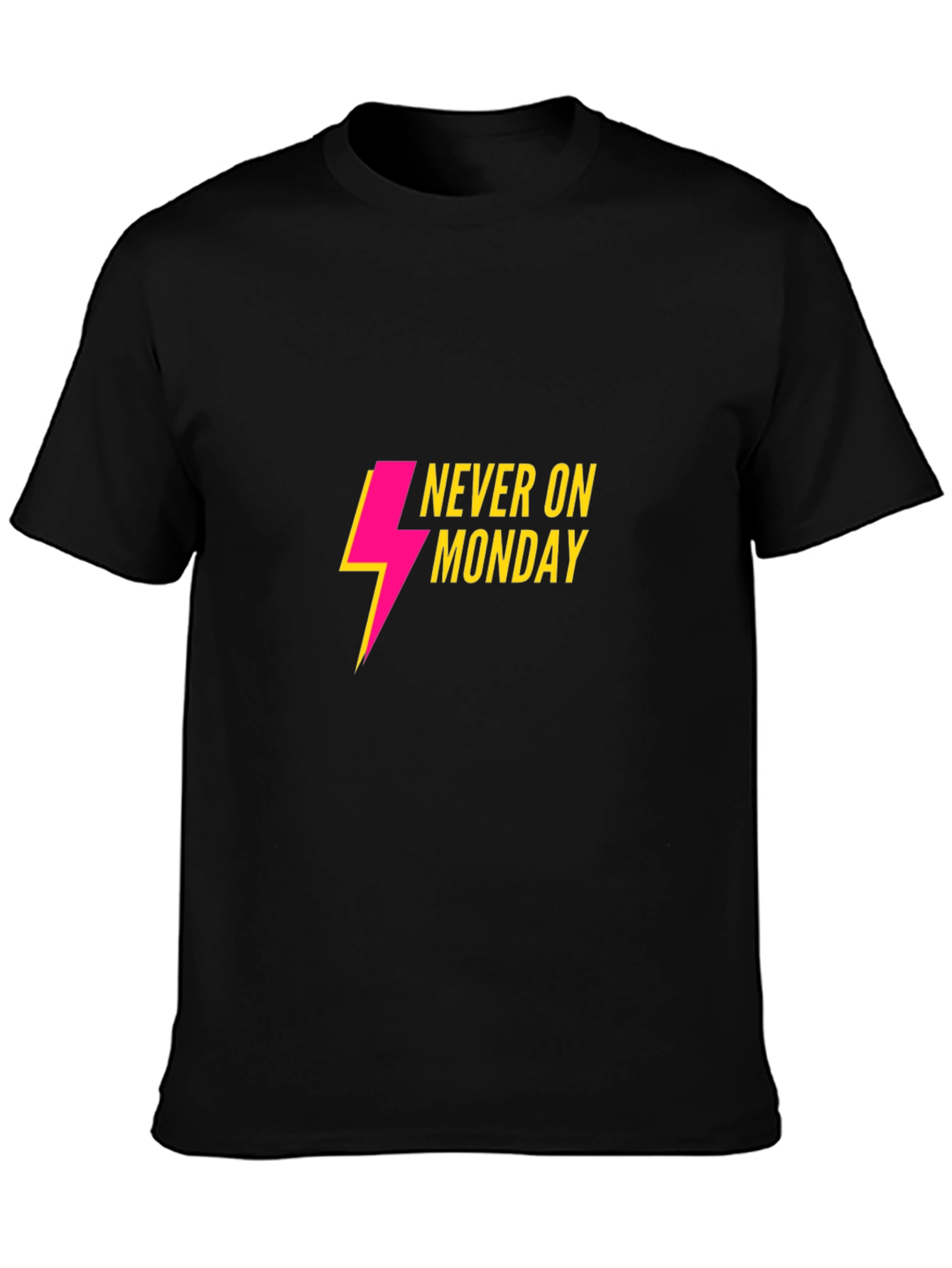 Never On Monday T-Shirt - Black Casual Tee
