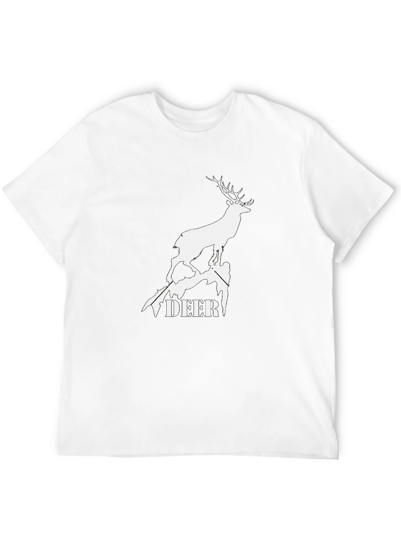Deer Graphic Tee - Black Cotton T-Shirt