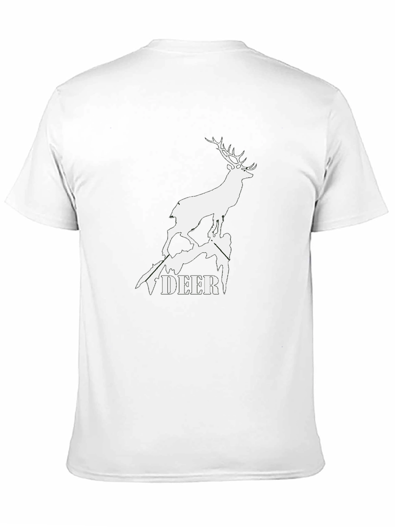 Deer Graphic Tee - Black Cotton T-Shirt