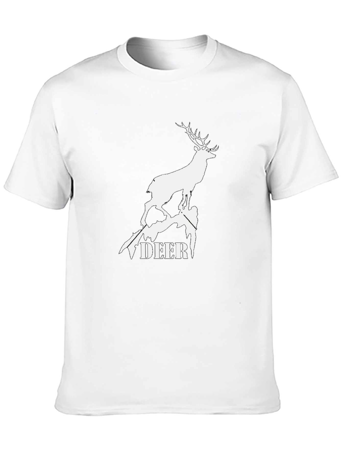 Deer Graphic Tee - Black Cotton T-Shirt